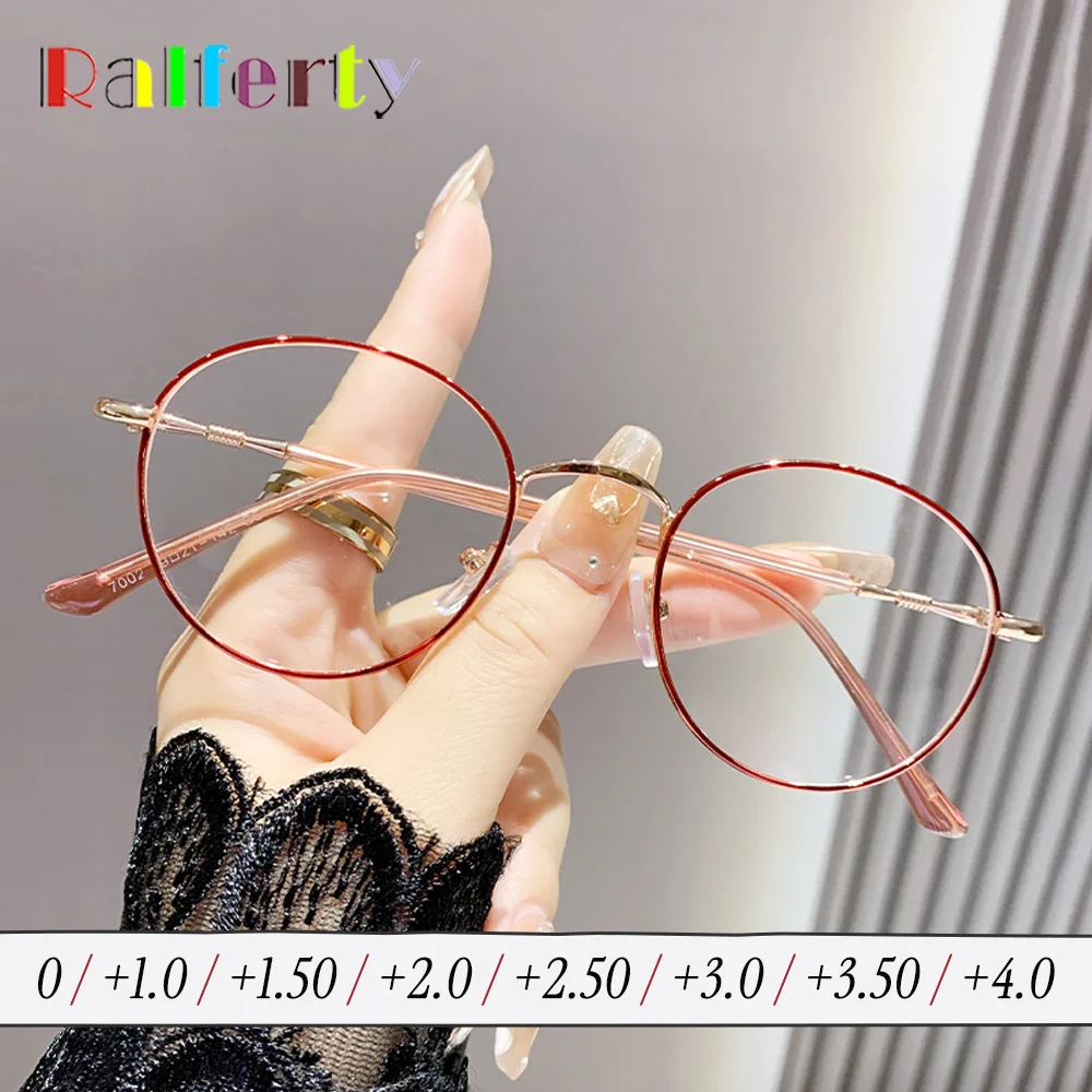 2025 Fashion Round Reading Glasses Women Anti Blue Light Computer Luxury Brand Metal farsightedness Plus Eyeglasses + 50 1 75