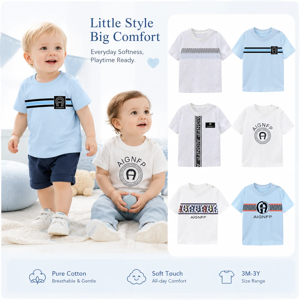 Trend Newborn short sleeve T-shirt baby boys Summer clothes 2026 New %100 cotton tees fashion Toddler half sleeve round neck Top