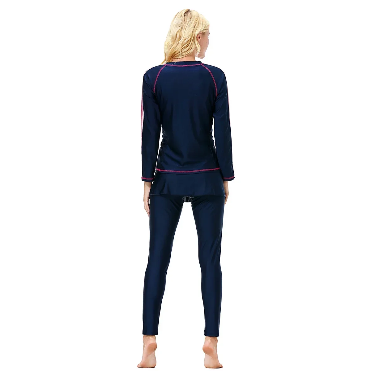 

3 Pcs Muslim Swimwear Sets Women Modest Patchwork Swimsuit Islam Hijab Burkini Wear Hat Tops Pants Swim Bathing Suit Beach Wear