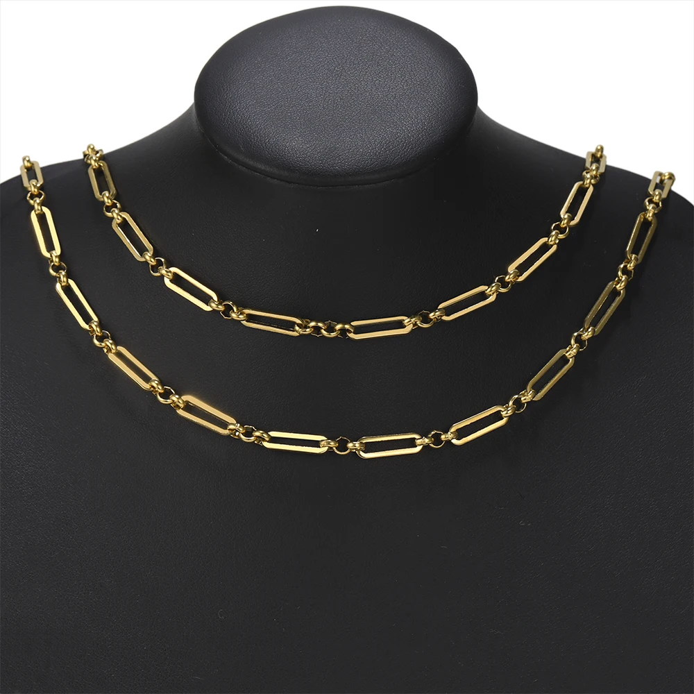 1 Meter Stainless Steel Golden Cable Chains Flat Link Chain Fit DIY  Necklace Jewelry Making Accessories Supplies Wholesale