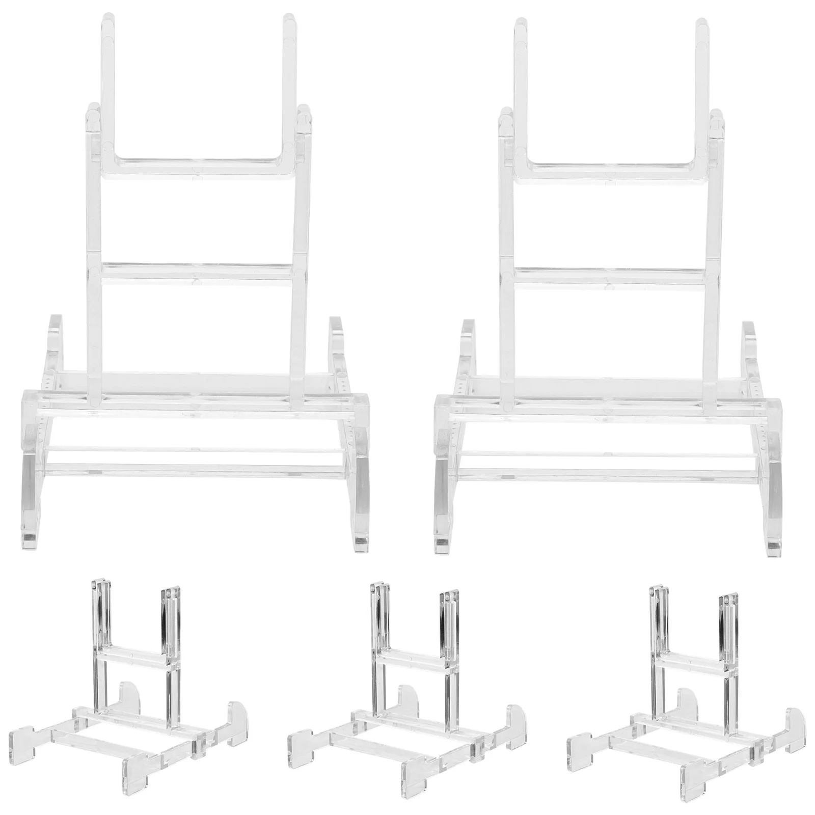 5Pcs Acrylic Plate Stands Transparent Display Holders for Photos Dishes Decor Modern Foldable Home Kitchen Organizer