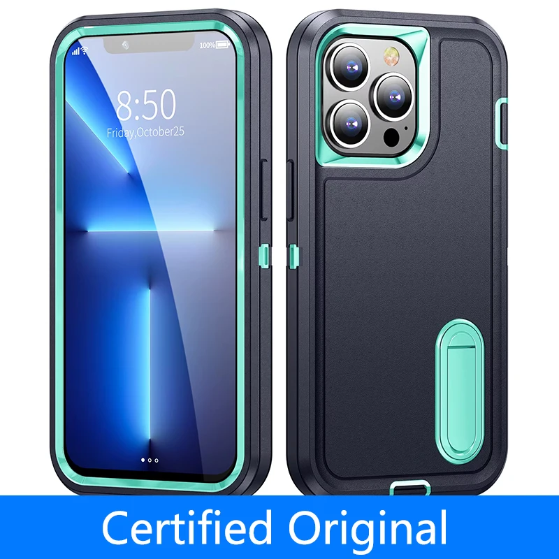 PKCASE Heavy Armor Shockproof Case For iPhone 17 Air 16 15 14 Plus 13 12 11 Pro Max Bracket Phone Cover For iPhone 16e