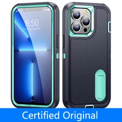 PKCASE Heavy Armor Shockproof Case For iPhone 17 Air 16 15 14 Plus 13 12 11 Pro Max Bracket Phone Cover For iPhone 16e