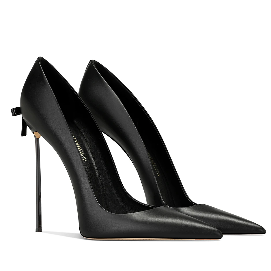 

2025 Spring Women's Genuine Leather High-heeled Shoes Pointed Toe Stiletto Heel Women's Pumps Office High Heels