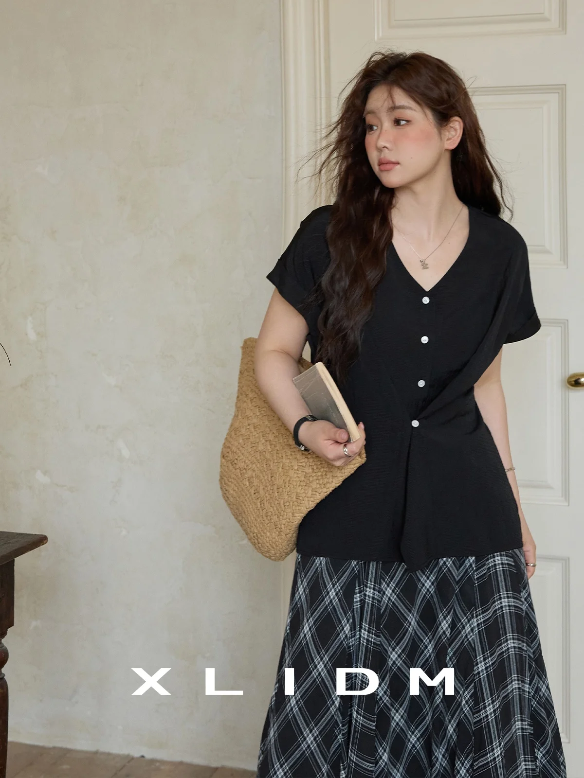 

Женская одежда размера XLIDM plus irt V-Ne ort Sve A-Line длиной до плеч, свободная посадка, летняя повседневная одежда, дышащая k Pattern...