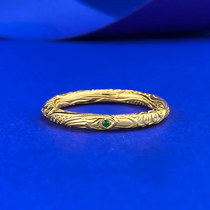 

Серебряное золотое кольцо Qiankun S925, золотое кольцо, древнее мастерство, изысканная текстура, ретро, узкое издание, живая версия