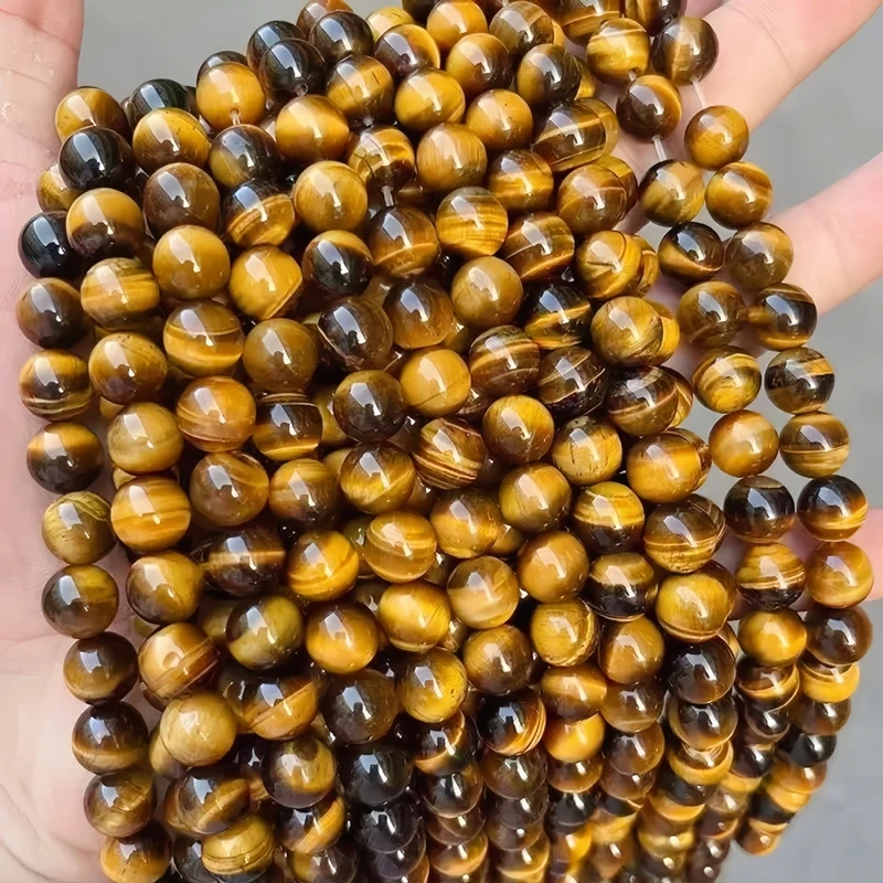 Großhandel Tigerauge-Perlen aus Naturstein, Runde Lose Perlen für Schmuckherstellung, DIY Charm-Armbänder, Halsketten, Geschenke – Detail 2
