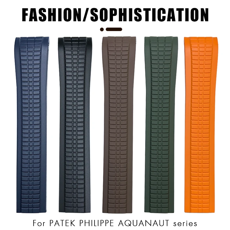 21mm Curved End Silicone Rubber Watchband Fit for Patek PP Philippe AQUANAUT 5167A Black Blue Orange Soft Watch Strap Bracelets