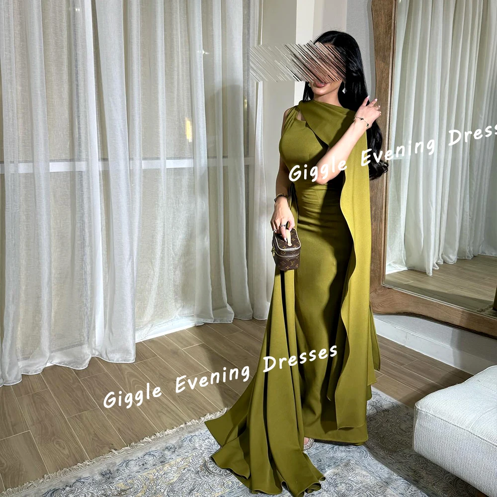 Giggle Crepe One-Shoulder Close-Fitting Elegance Prom Gown Saudi Arab Simple Floor-Length Evening Party Dresses for Women 2024