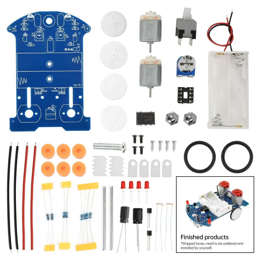 D2-5 DIY Kit Intelligent Tracking Line Car Electronic Production Assembly Smart Car DIY Soldering Practice Kit School Practice