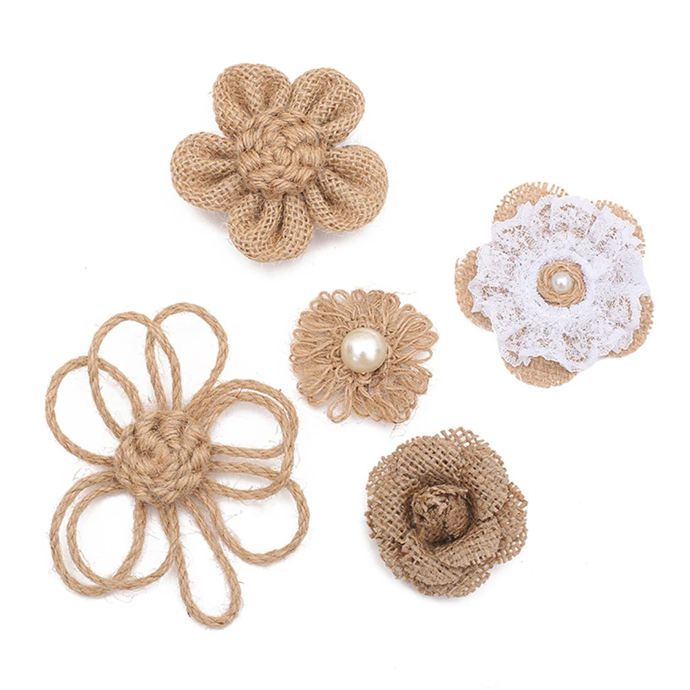 

12pcs Burlap Rose Flowers Handmade Jute Craft Wedding Party Christmas Decoration DIY Sewing Fabric for Hat Shoe Bag Hair Bow