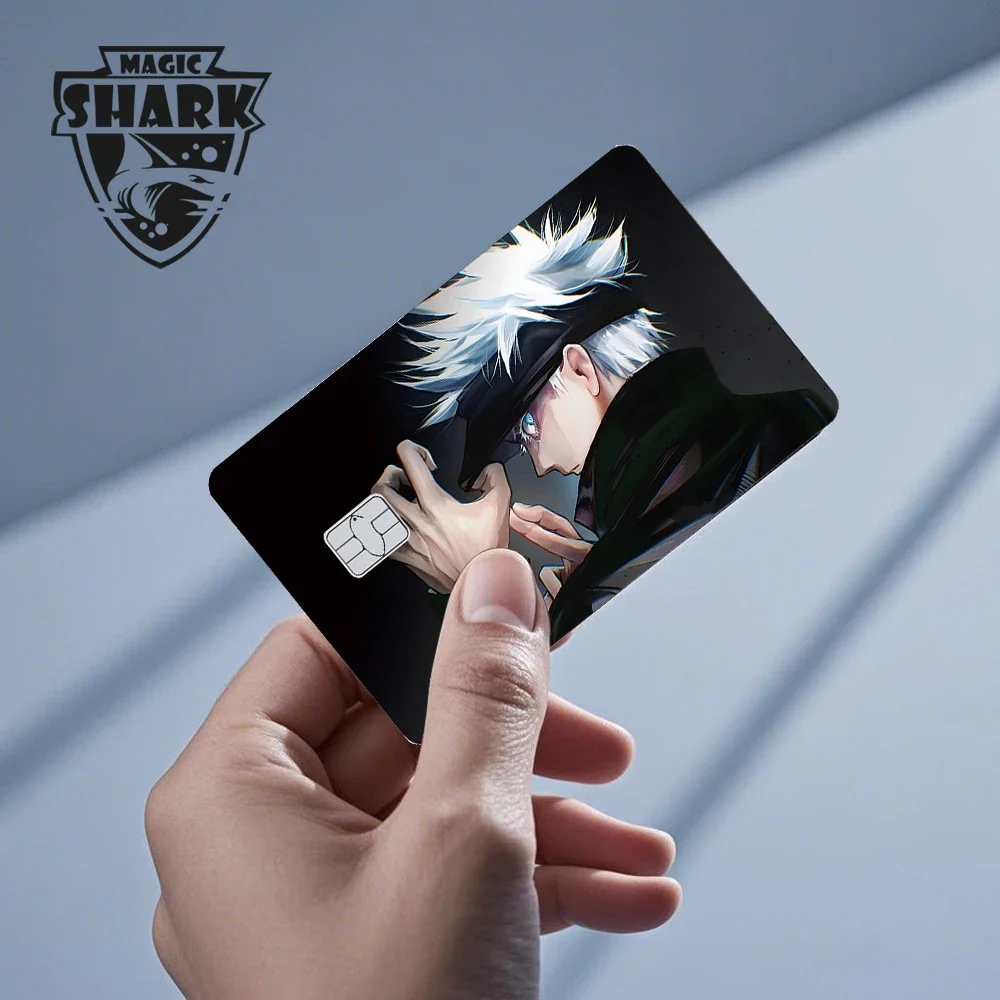 ماجيك القرش المال الدولار بيتكوين أنيمي يو غي أوه الجمجمة القلب غطاء ملصق فيلم الجلد لبطاقة الائتمان الخصم الجانب الأمامي