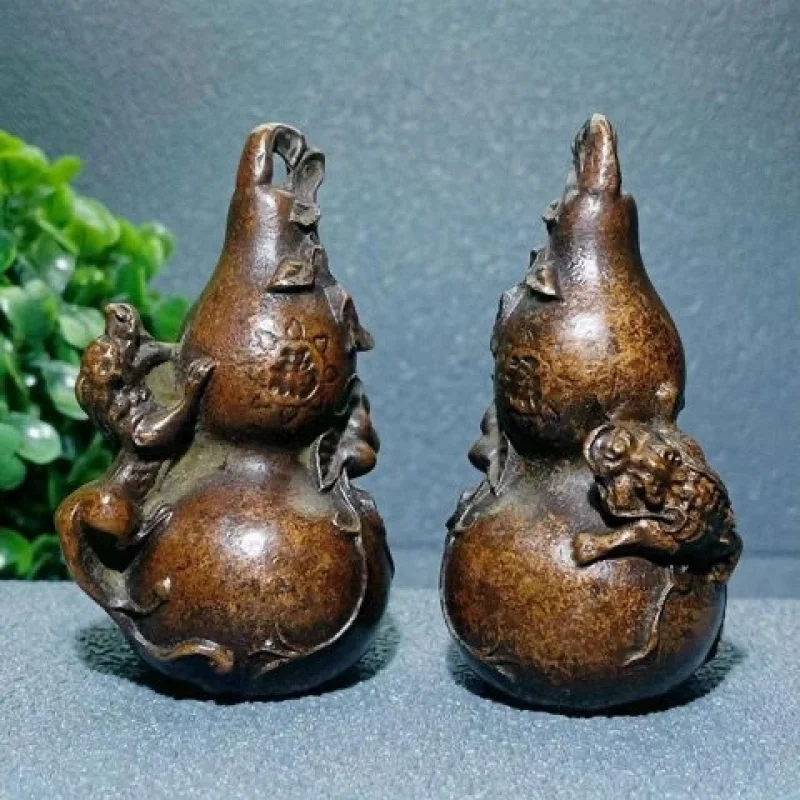 

Antique Old Objects Collection Solid Eight-Treasure Gourd Golden Toad Money Drawing Home Ornaments Fu Lu Gourd Old Bronze Ware