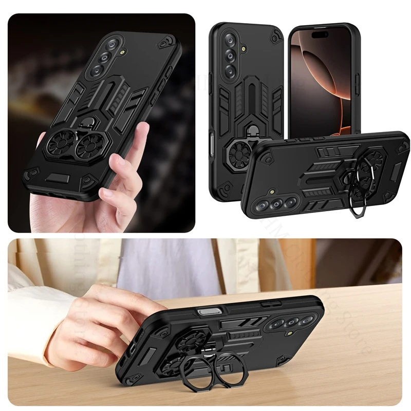 

Metal Ring Kickstand Hybrid Rugged Case For Samsung A17 A07 A56 A36 A26 A16 A06 5G Heavy Duty Protection Armor Shockproof Cover