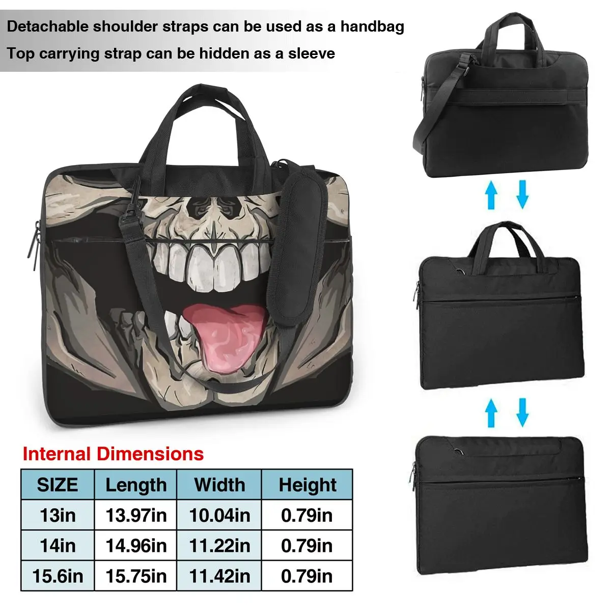 Mad Skull Mask Laptop Bag Case Protective Vintage Computer Bag Bicycle Crossbody Laptop Pouch