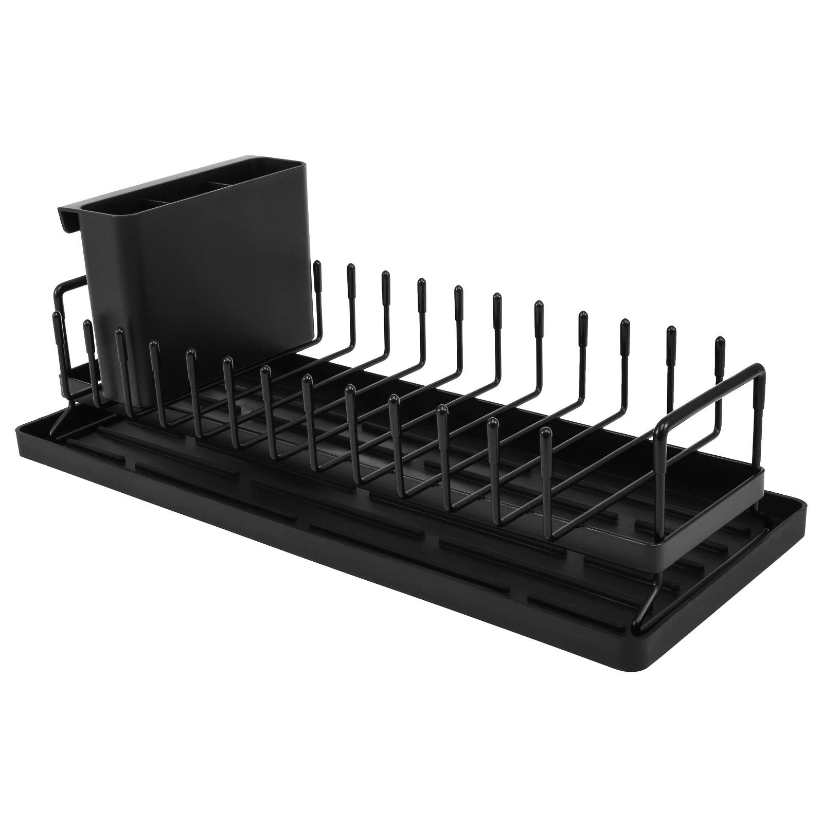 

Kitchen Storage Drain Rack with Silicone Drying Tray Universal Pot and Lid Rack Compact Sink Dish Drainer for Kitchen