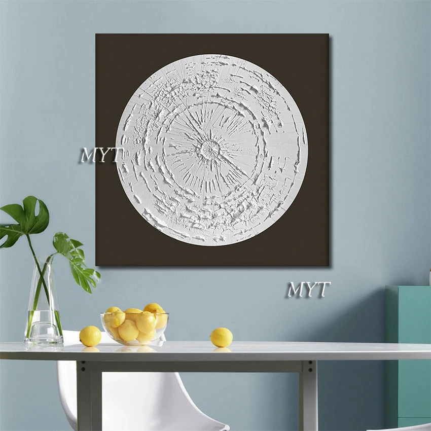 

Unframed Pure White Round Textured Abstract Oil Painting Concise Style Wall Picture Modern Art Showpiece For Home Decoration