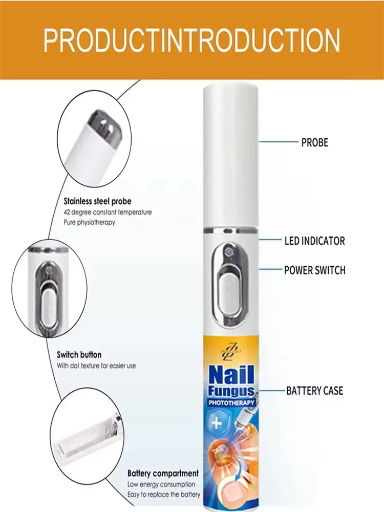 Laserowy aparat do leczenia grzybicy paznokci, bezbolesna i skuteczna alternatywa do leczenia grzybicy paznokci u stóp, domowe leczenie i regeneracja zdrowia paznokci u stóp.