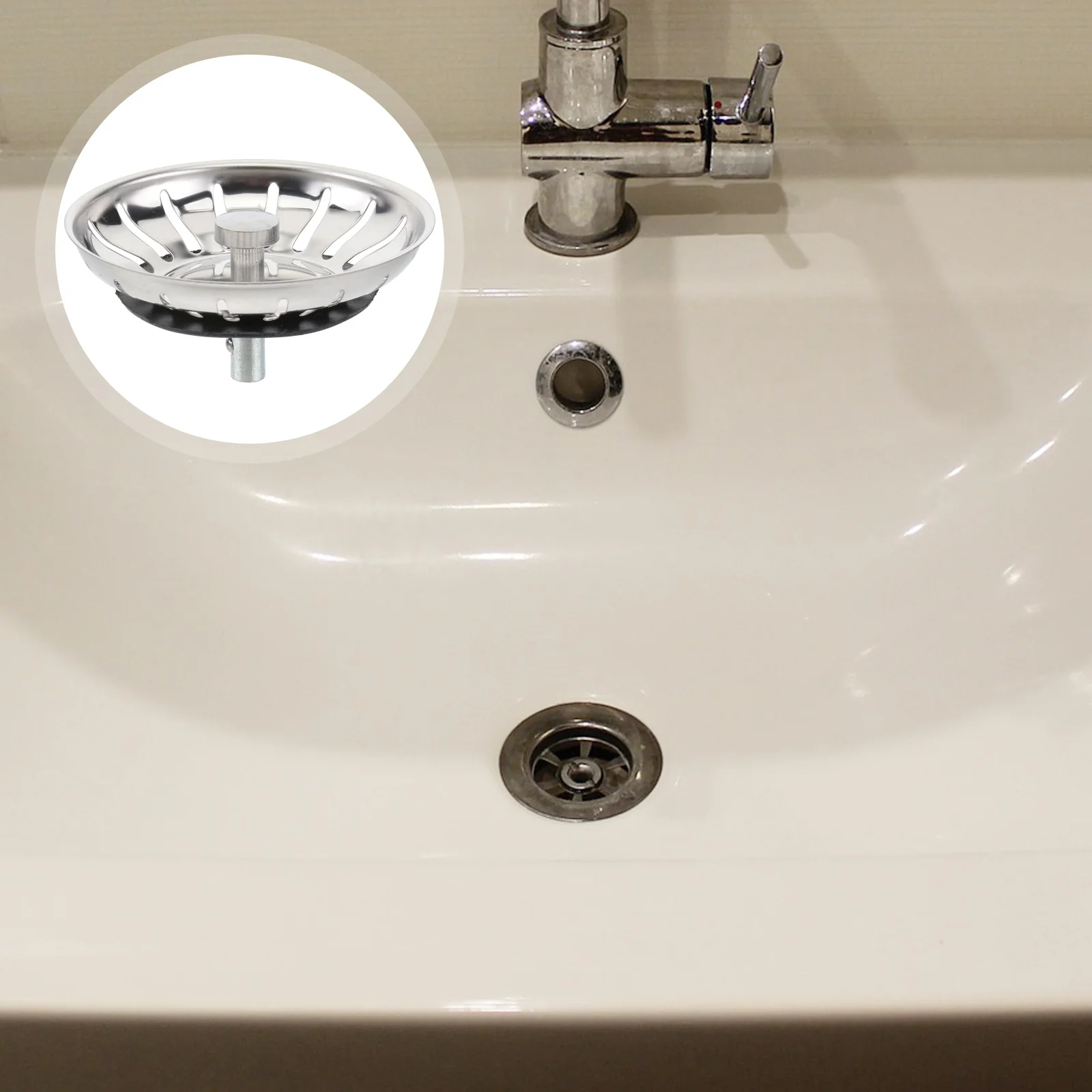 

Stainless Steel Kitchen Sink Strainer Drain Catcher Silver Rust-Free Anti-Clogging Filter Food Waste Blocker Dishwasher Safe