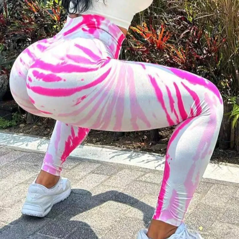 Seamless Tie Dye Leggings Women Sports High Waist Tights Gym Running Cycling Sexy Hip Liftting Yoga Fitness Leggings