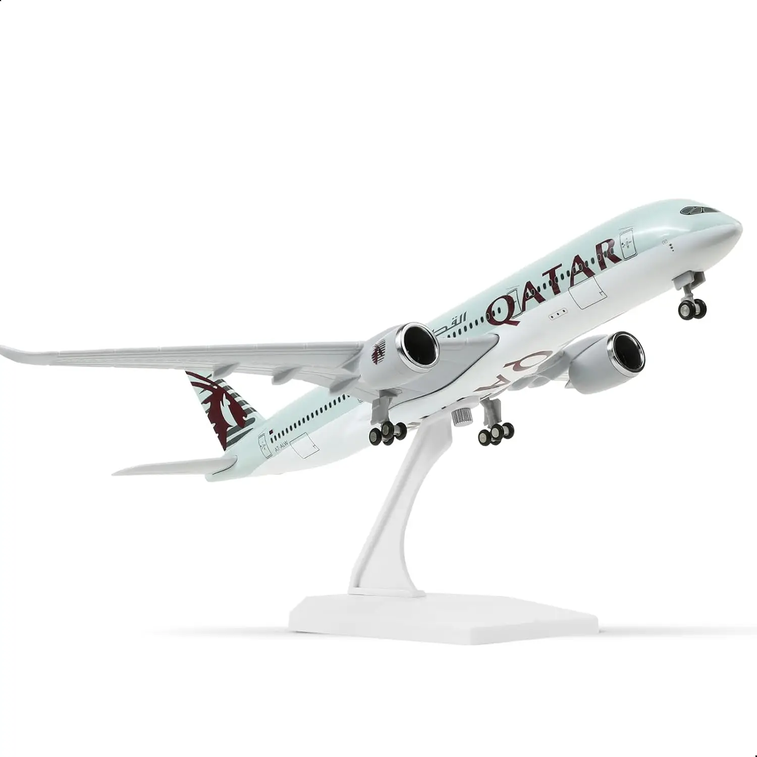 30cm Collectible Aircraft Qatar A350 Diecast Resin Airplane Model Kit with Stand＆Wheel for Adult Aviation Enthusiasts Gift
