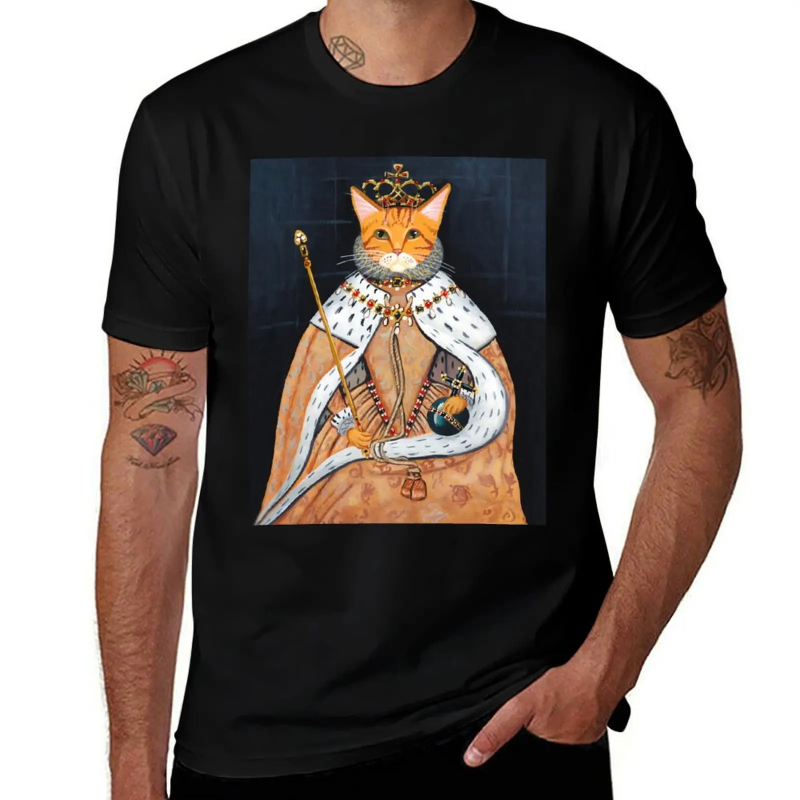 The Coronation - Elizabethan Cat T-Shirt Classic Crew Neck Cotton T-Shirt