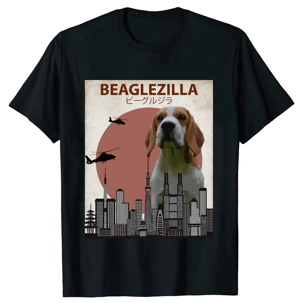 Novelty Beaglezilla Beagle Dog TShirt Tee Tops Round Neck Short-Sleeve Fashion Tshirt Clothing Casual Basic T-shirts 2024 Cotton