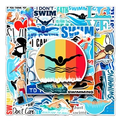 50Pcs Swimming series Cartoon Cute Waterproof Sticker Skateboarding Snowboard Retro Vinyl Sticker