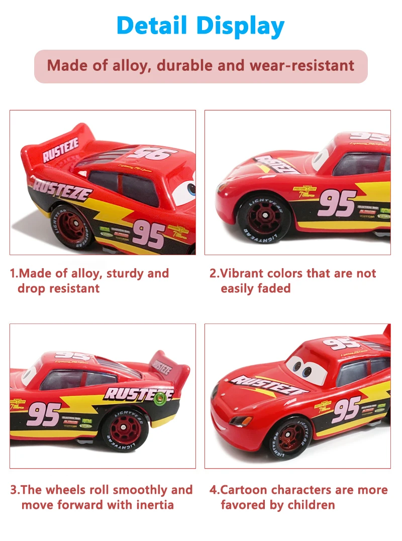 Cars Anime-Charakter Rusteze Piston Cup Racer Lightning McQueen 1:55 Metalllegierung Druckguss-Automodell Kinderauto-Spielzeug Geschenk – Detail 4