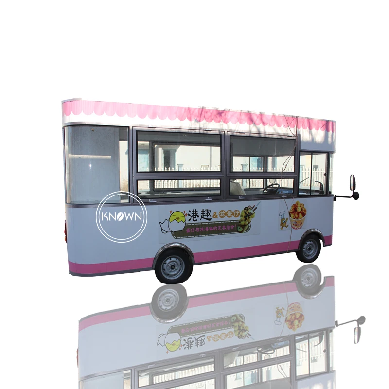 ステンレス鋼のモバイルファーストフード自動販売カート、通りの電気フードトラック、アイスクリームケータリングカー、2023