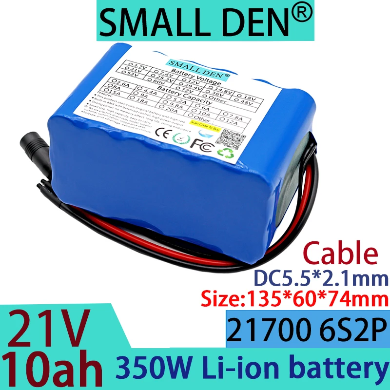 21V10Ah 21700 lithium battery pack 350W 6S2P high-power electric vehicle scooter off-road vehicle motorcycle tricycle+2A charger