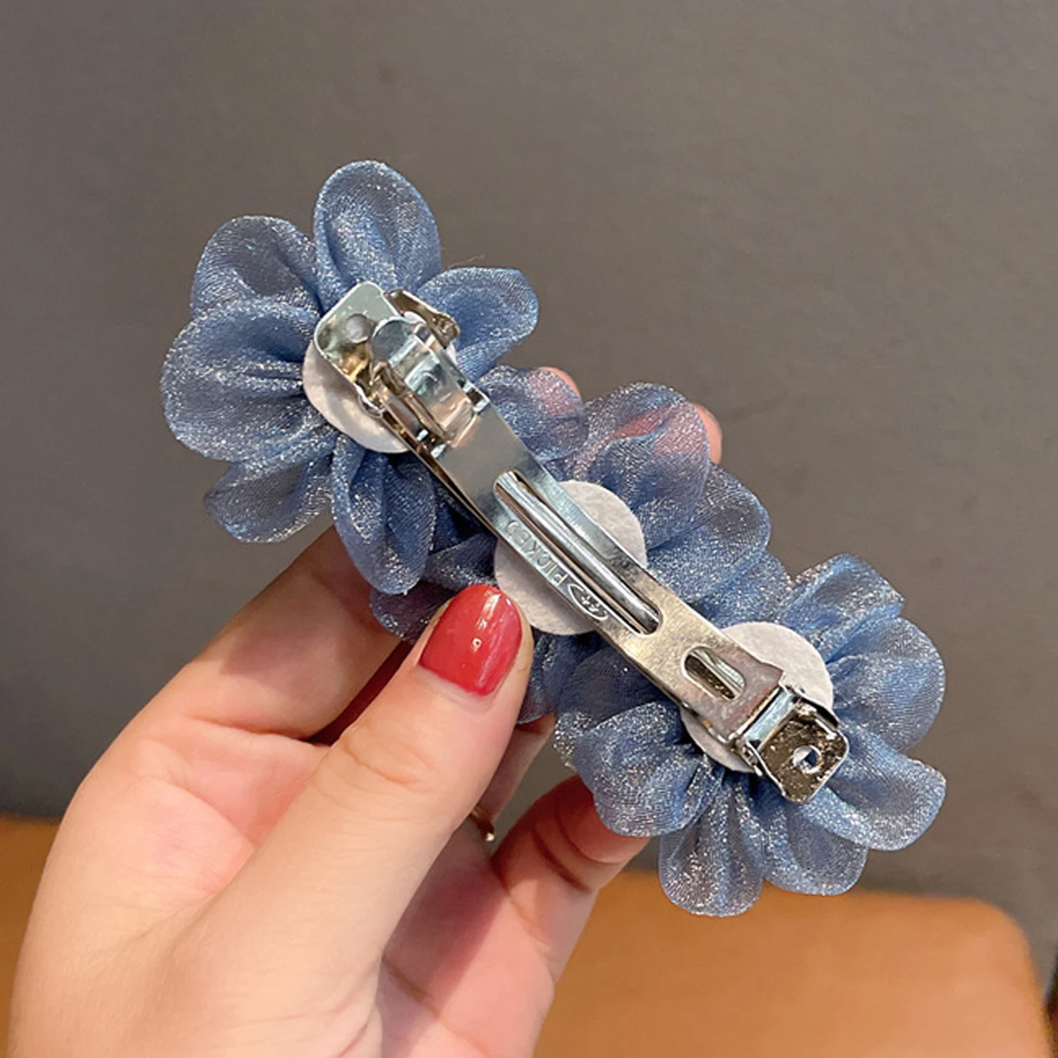 11cm Flower Hairclips Spring French Hair Clips for Bun Hair Style Fashion Blue Hairdress Hair Accessories for Girls and Women