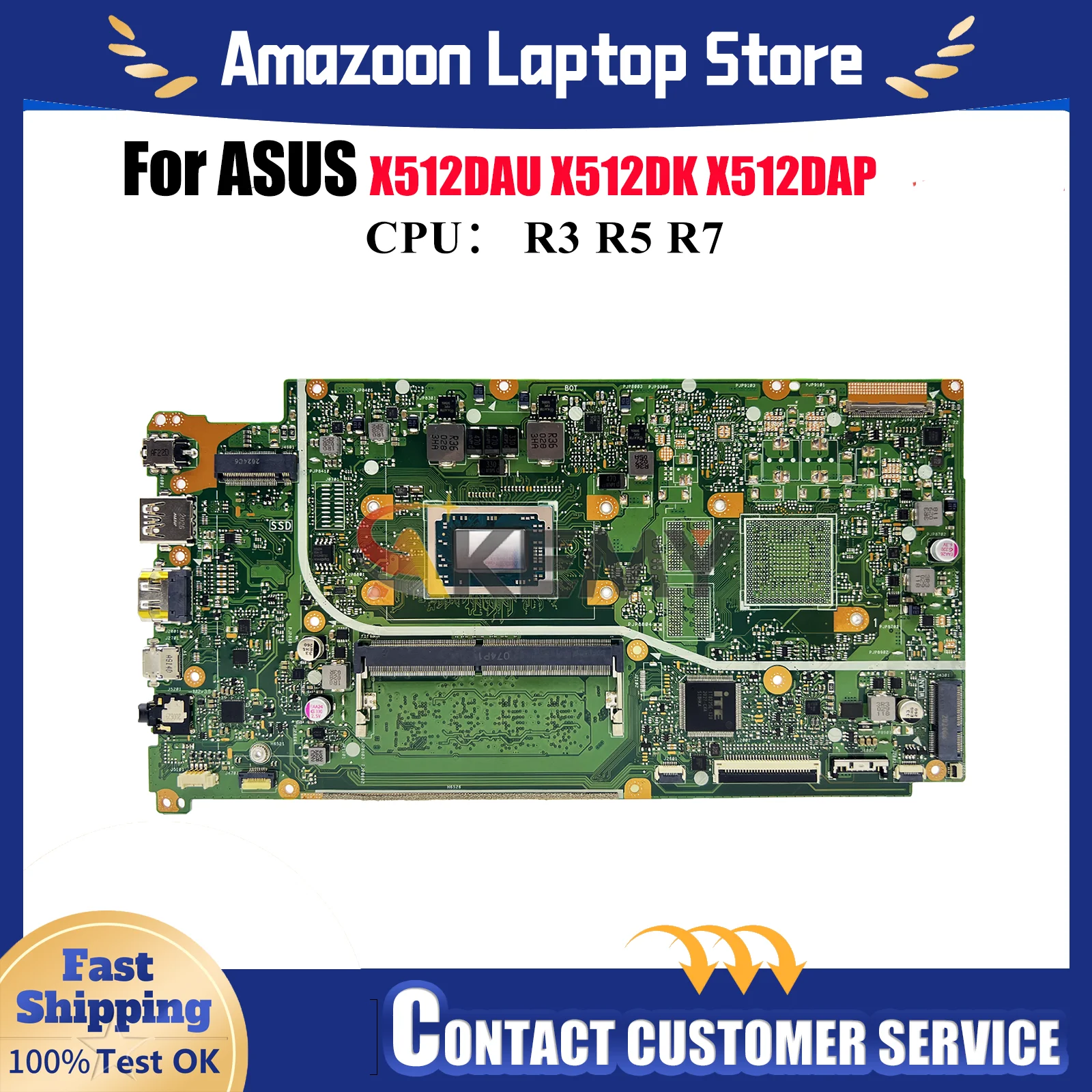 

X512DAU Материнская плата для ноутбука ASUS VivoBook X512DAP V5000d M5050D X512D F512D X512DA X512DK M512D Материнская плата с процессором R3 R5 R7
