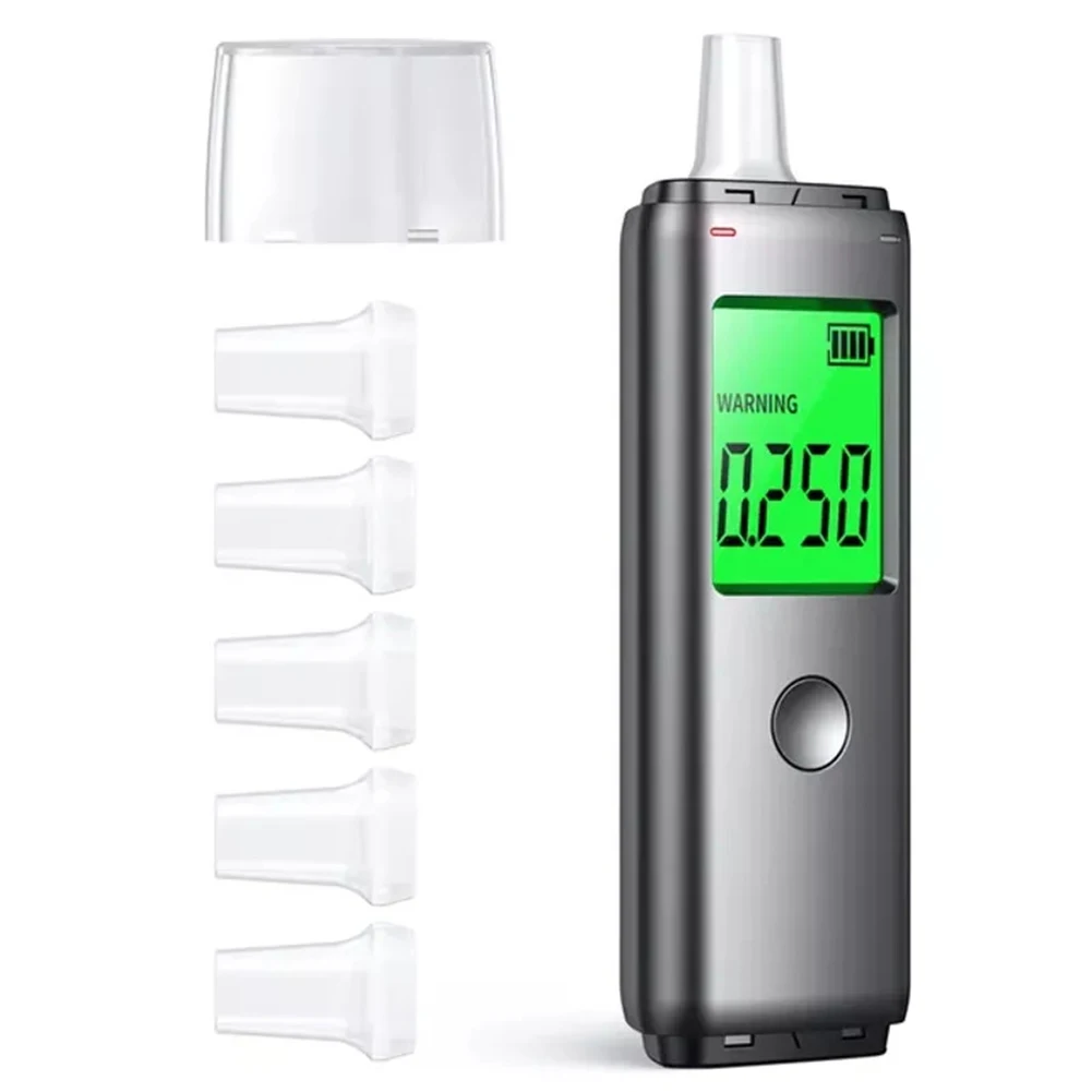 LED Display Automatic Breathalyzer Black ABS 2.0-inch Display With Dazzling Green Light Car Electronics Accessories