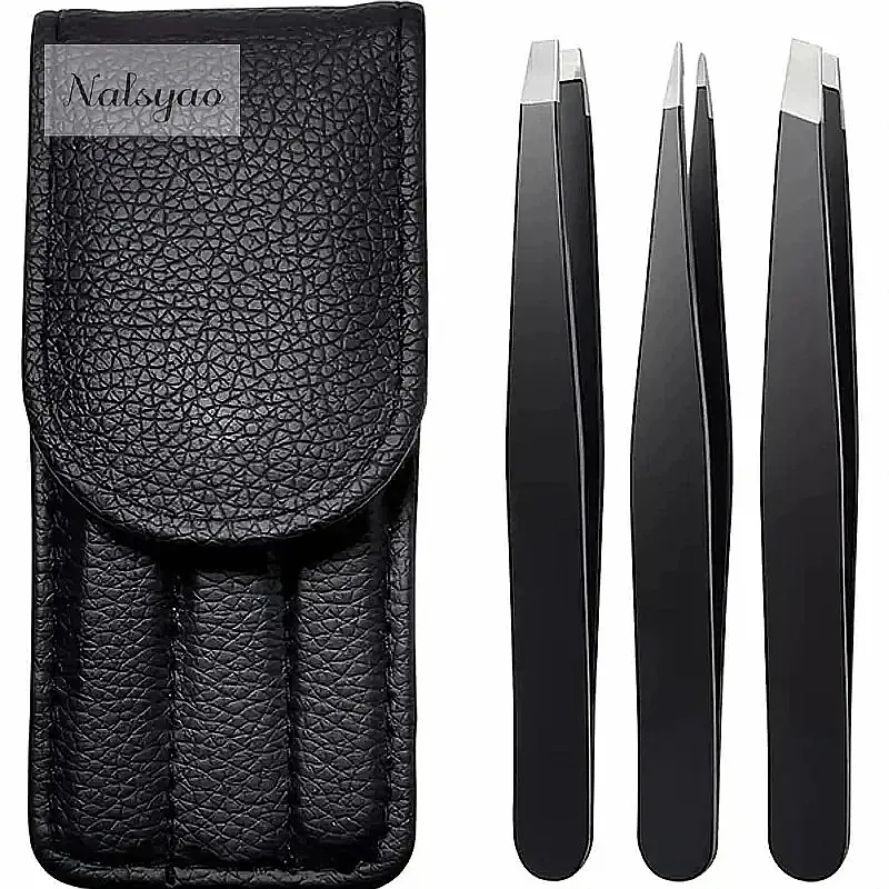 3pcs Professional Stainless Steel Eyebrow Tweezers Set Precision Sharp Flat Slant Pointed Beauty Tools for Perfect Grooming
