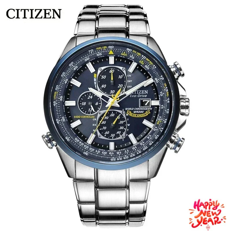 Мужские кварцевые часы CITIZEN Blue Angel I Generation, ночник, небесный орел, синий ангел, свет, кинетическая энергия, мужские часы AT8020