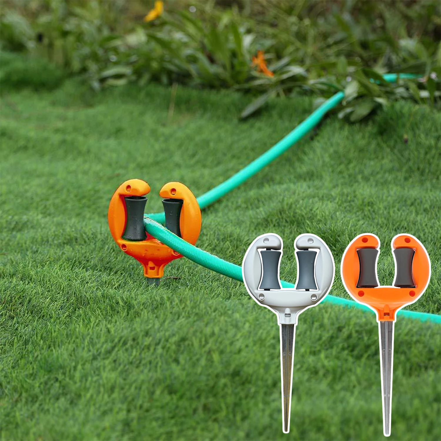 Garden Hose Guide Nail with Top Roller Water Pipe Tubing Positioning Bracket Anti-skid Yard Lawn Irrigation Hose Spike Holder