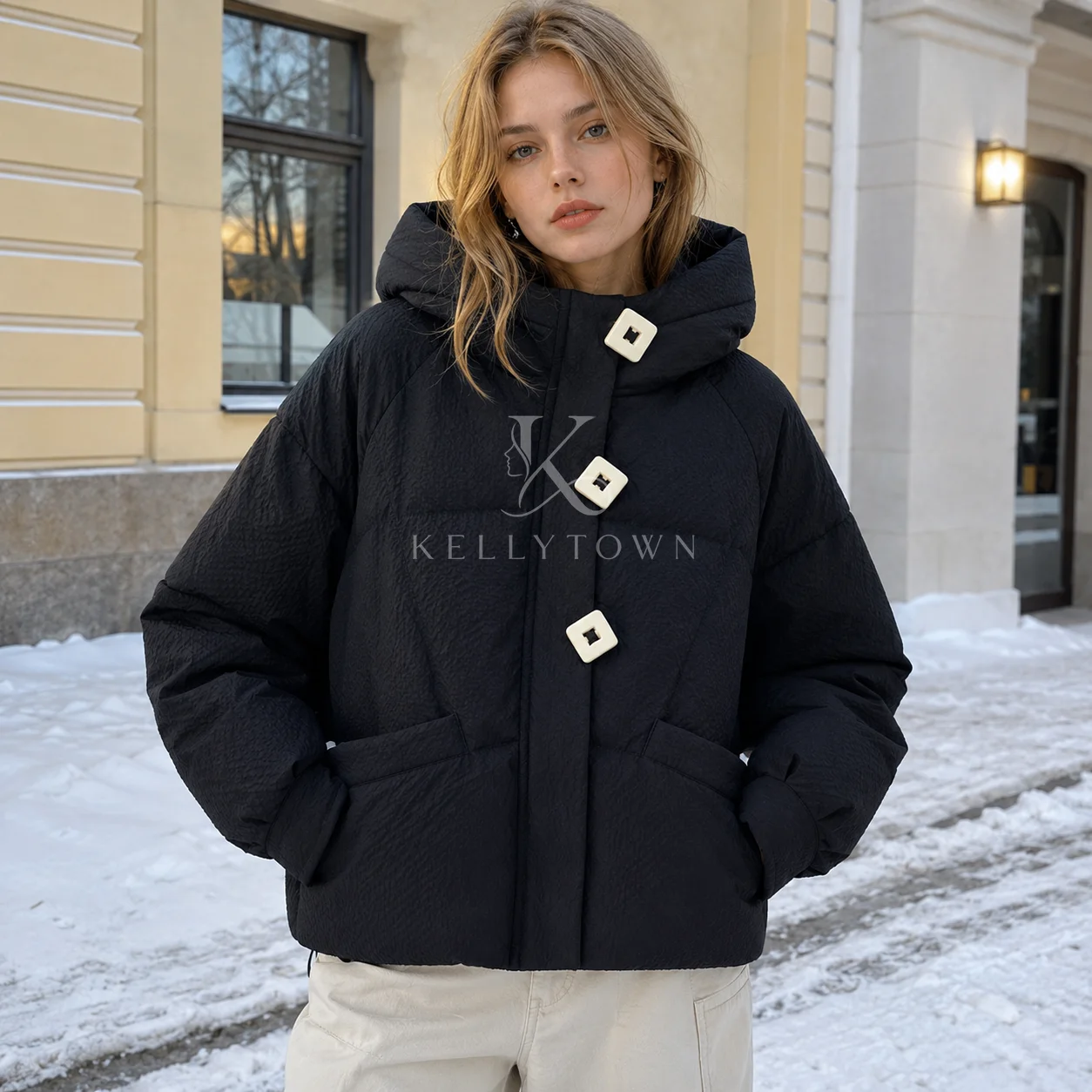 Hooded Puffer Jacket Women Coat Stand Collar Zip Up Long Sleeve Polyester Quilted Streetwear Autumn Winter куртка женская