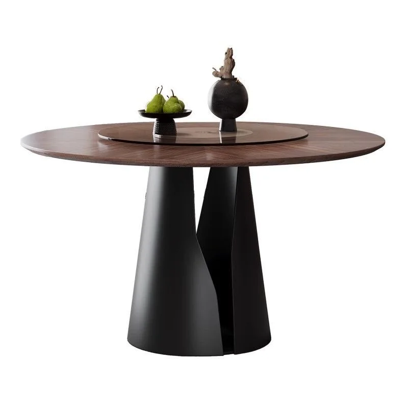 

#Modern Luxury Solid Wood Round Dining Table Chair Set 4 6 8 Seater Living Room Restaurant Rotating Black Furniture Designs