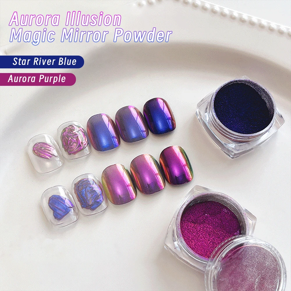 

1jar Metallic Purplish-red Magic Mirror Nail Rubbing Dust Purple Aurora Chameleon Nail Chrome Powder Fine Shiny Manicure Pigmen