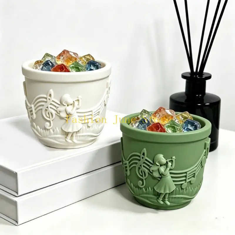 N5KA Multi Purpose Cup Mould Silicone Music Girl Mold For Handmade Resin Jewelry Organiser And Plant Pots