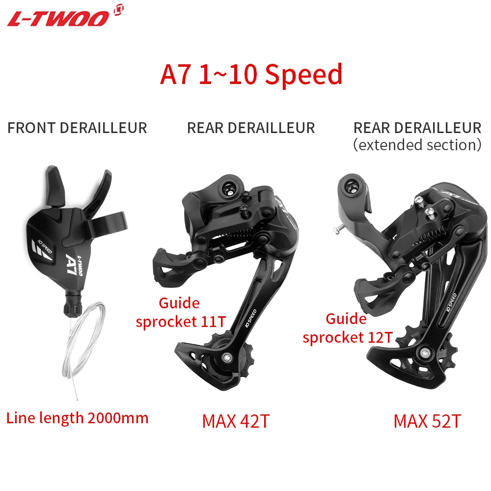 LTWOO-Complete Kit SL + RD A7 Crankset, 10S, 36, 40, 42, 46, 50T Cassette X10 Chain, 68, 73mm, BB, 1X10S Groupset