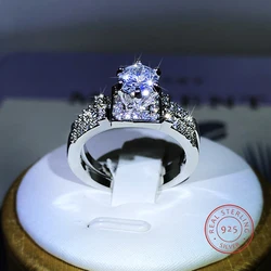 925 Silver Hot Sale New Simulation Diamond Heart Arrow Ring Female European And American Fashion Full Diamond Engagement Ring
