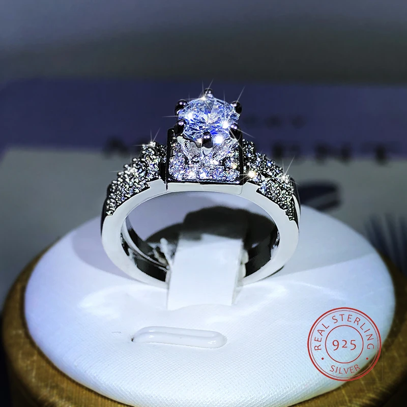 925 Silver Hot Sale New Simulation Diamond Heart Arrow Ring Female European And American Fashion Full Diamond Engagement Ring