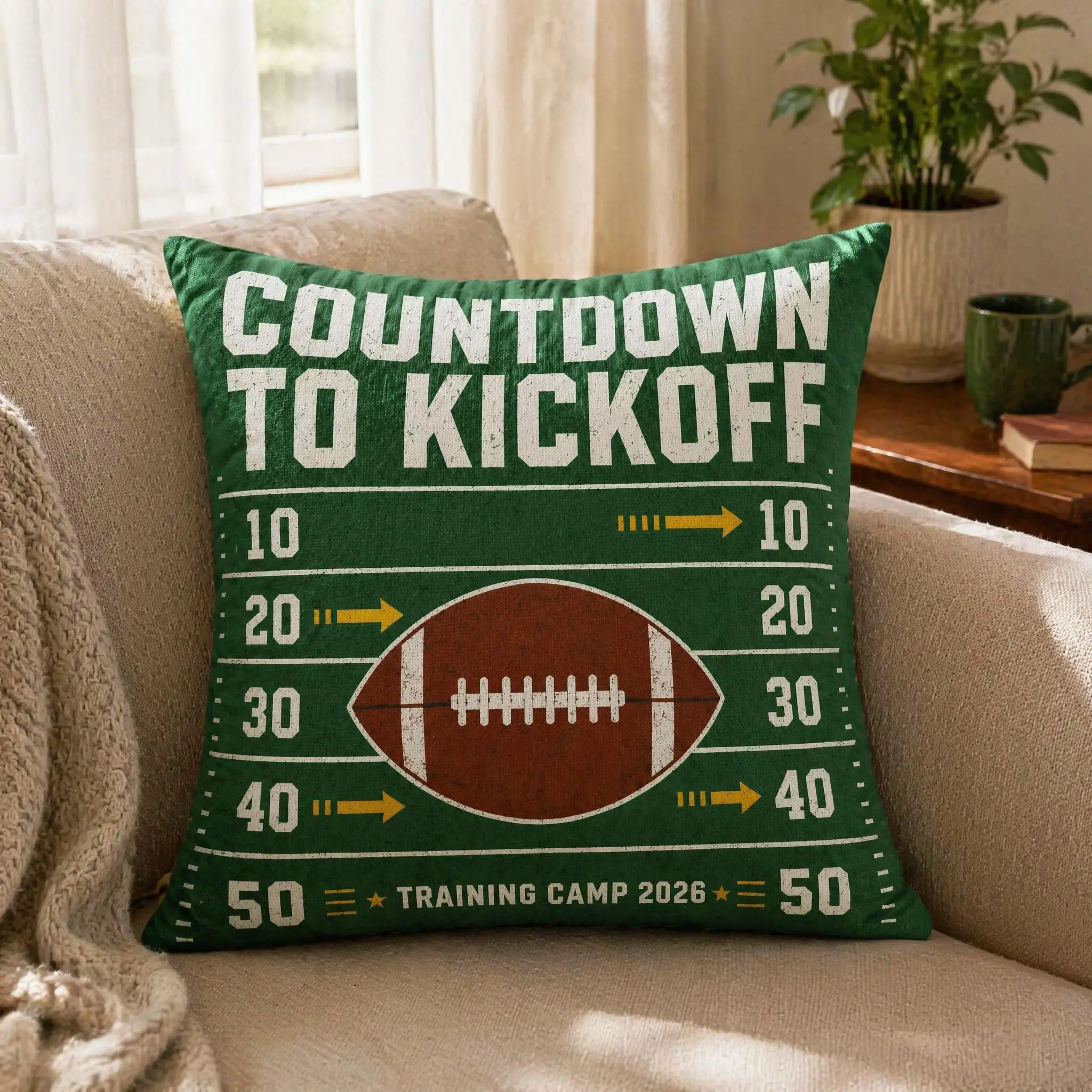 Football Kickoff Countdown Pillow Cover, Suitable For Sofa Bedroom Decoration, Unique Holiday Gift