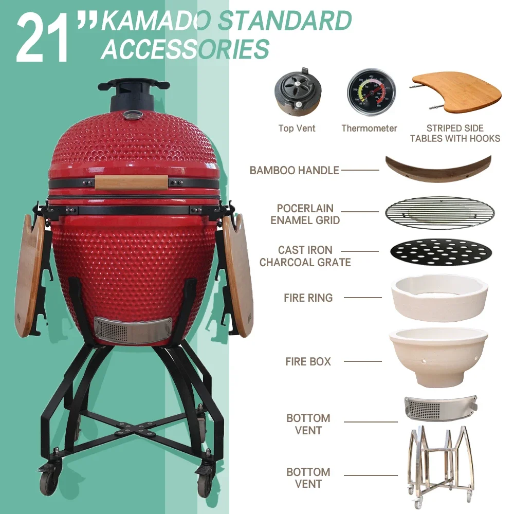 Ceramic Kamado Joe 13" To 29 Inch Charcoal Smoker Bbq Grill Komodo Barbecue Outdoor