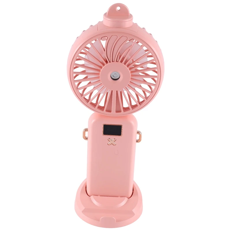 JHD-5000Mah Folding Electric Fan USB Rechargeable Air Cooling Fan Spray Function 5 Speed Digital Display Handheld Fan