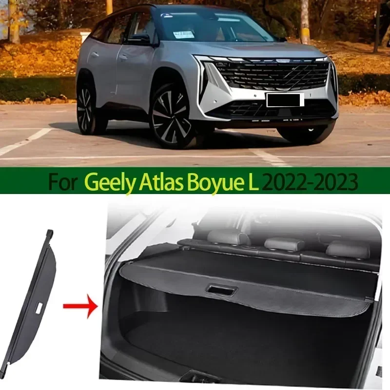 Car Trunk Cargo Cover for Geely Atlas Boyue L 2022-2023 Retractable Parcel Rack Waterproof Shield Privacy Cargo Cover Accessorie