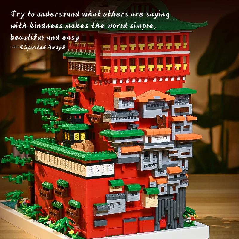 4208PCS Japanse Klassieke Anime Yubaba's Aburaya Badhuis Model Bouwstenen Bouwstenen Speelgoed Cadeau Voor Kinderen Volwassen