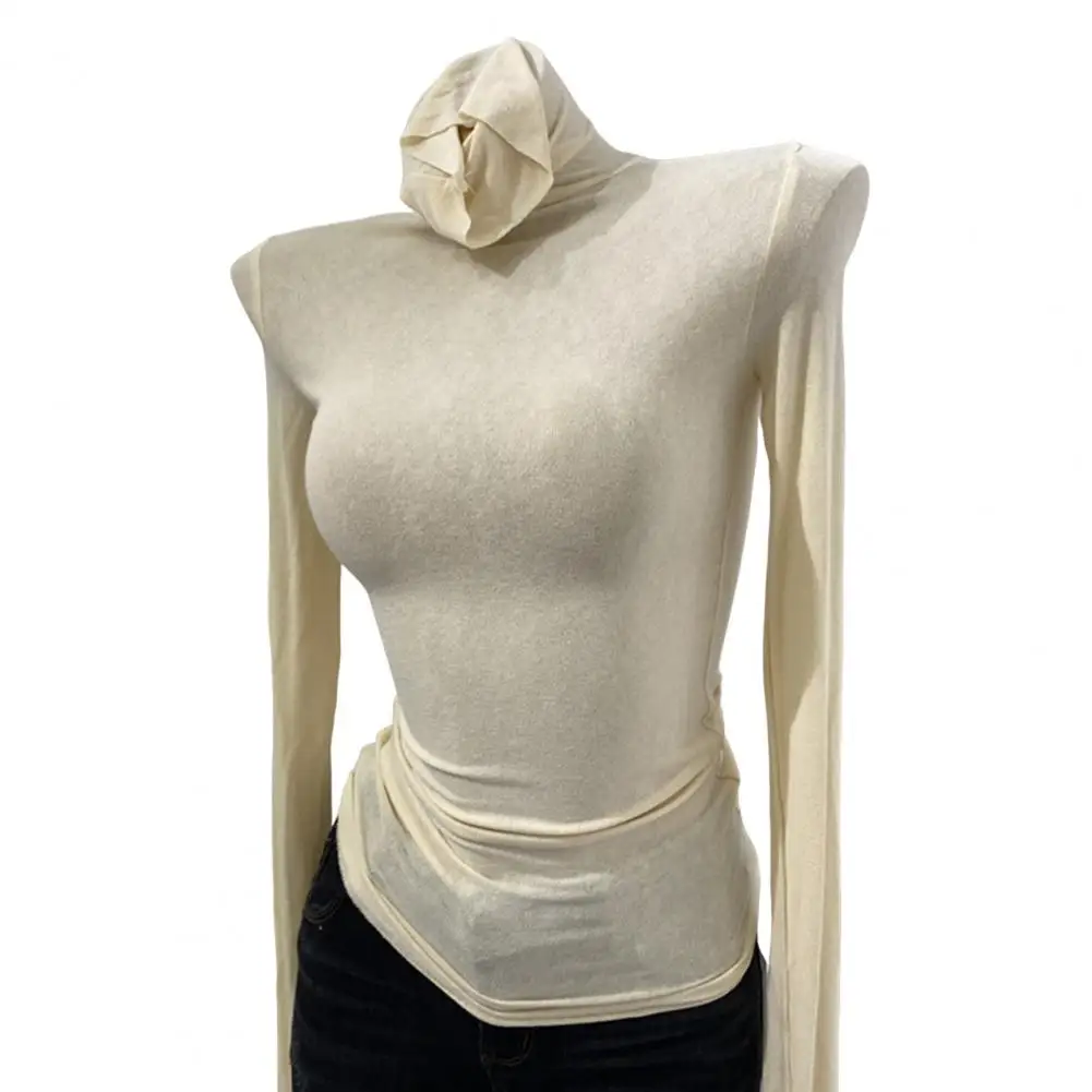 

Thin Soft American Long Sleeve T-shirt High Neck Tight Perspective Bottom Shirt Women's Slim Fit Tops Sexy Streetwear